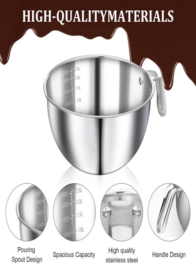 wutfuooo 304 Stainless Steel Double Boiler Set - 2.6QT Melting Bowl with Scale and Handle - 4.2QT Dual-Handle Pot - Stackable Water Bath Melting Pot Set for Butter, Chocolate, Wax, Sugar, Candle - Image 4